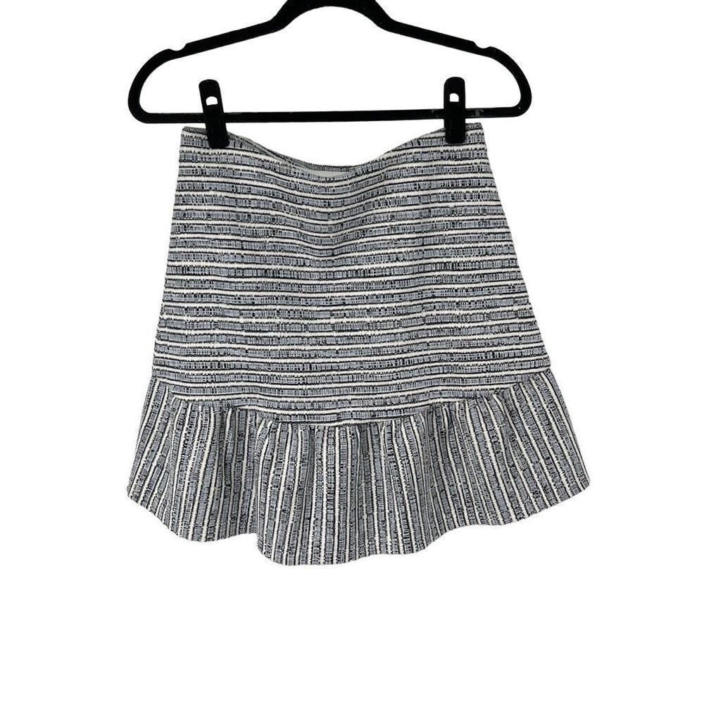 Loft Chambray Blue White Stripe Peplum Hem‎ Skirt